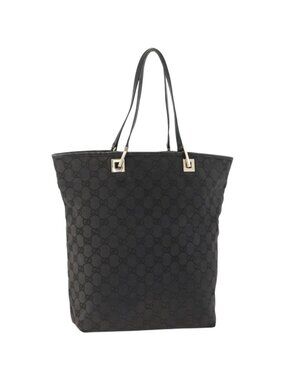 GUCCI GG Canvas Tote Bag Black Gold 002 1098